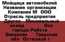 Мойщица автомобилей › Название организации ­ Компания М, ООО › Отрасль предприятия ­ Другое › Минимальный оклад ­ 14 000 - Все города Работа » Вакансии   . Тверская обл.,Осташков г.